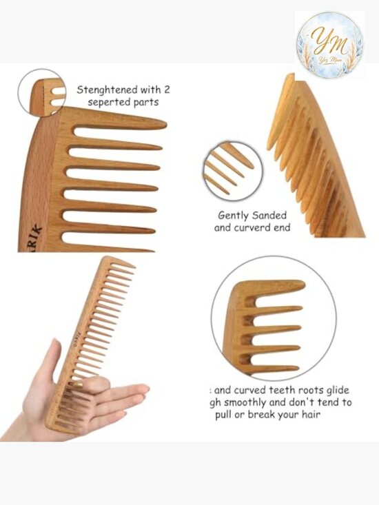 Handmade Wide Tooth Wooden Comb - Anti-Static Detangling Hair Comb main image 4